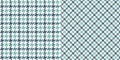 Houndstooth pattern in turquoise blue green and white. Seamless check vector for coat, jacket, scarf, dress.