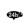 24 hour, around the clock speech bubble icon isolated on white background