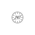 24 hour assistance icon. 24 hours 7 days in week support icon isolated on white background