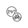 24-hour bike sharing service line icon Royalty Free Stock Photo