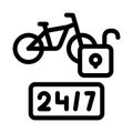 24-hour bike sharing services icon vector outline illustration Royalty Free Stock Photo