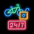 24-hour bike sharing services neon glow icon illustration Royalty Free Stock Photo