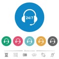 24 hour call center flat round icons