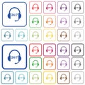 24 hour call center outlined flat color icons Royalty Free Stock Photo