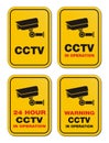 24 hour CCTV in operation - yellow signs