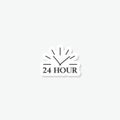 24 hour clock sticker icon isolated on white