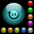 24 hour delivery icons in color illuminated glass buttons