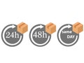 12, 24 and 48 Hour Delivery Shipping Flat Vector Icon Set Royalty Free Stock Photo