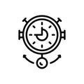 Black line icon for Hour, gong and clock Royalty Free Stock Photo