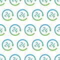 24 hour icon gradient pictogram seamless pattern. Repeat arrows sign. Open around the clock symbol Royalty Free Stock Photo