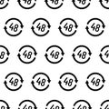 48 hour icon pictogram seamless pattern. Repeat arrows sign. Open around the clock symbol Royalty Free Stock Photo