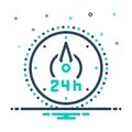 Mix icon for 24Hour, service and clock Royalty Free Stock Photo