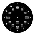 24 Hour Military Time and Standard Time Combo Clock, Black, Template Isolated Vector Illustration Royalty Free Stock Photo