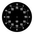 24 Hour Military Time and Standard Time Combo Clock, Black, Template Isolated Vector Illustration