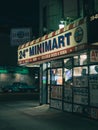24 Hour Minimart sign at night, in Borough Park, Brooklyn, New York City Royalty Free Stock Photo