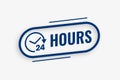 24 hour open service assistance background with clock design