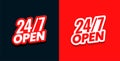 24 hour open service red sticker template business promo