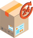 24 hour parcel delivery service illustration in 3D isometric style Royalty Free Stock Photo