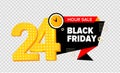 24 hour sale. BLACK FRIDAY, Yellow banner.