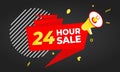 24 hour sale countdown ribbon badge icon sign.