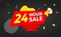 24 hour sale countdown ribbon badge icon sign.