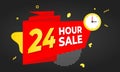 24 hour sale countdown ribbon badge icon sign.