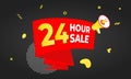 24 hour sale countdown ribbon badge icon sign.
