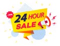 24 hour sale countdown ribbon badge with megaphone