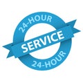 24-HOUR SERVICE blue vector paper stamp