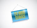 24 hour service hanging banner illustration