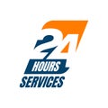 24 hour service logo vector icon. Standby 24/7 sign day/night services button symbol Royalty Free Stock Photo