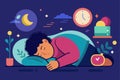 8-hour sleep concept image. Wellness and healthy night rest vector illustration Royalty Free Stock Photo
