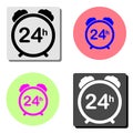 24 hour steady available services. flat vector icon