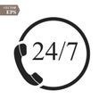 24 hour support call center icon. Steady available services. Twenty four hour everyday. Can use for service advertising. 24 7 icon