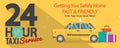 24 Hour Taxi Service 1500x600 Pixel Banner.