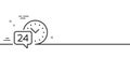 24 hour time service line icon. Call support sign. Minimal line pattern banner. Vector