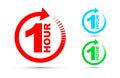 One hour arrow icon set Royalty Free Stock Photo