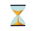 Hourglass antique instrument. Hourglass as time passing concept for business deadline, urgency and running out of time.