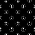 Hourglass with arrow seamless pattern isolated on black background Royalty Free Stock Photo