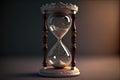 Hourglass, background with copy space. AI generative