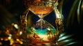 An hourglass with a beach scene inside Royalty Free Stock Photo