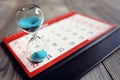 Hourglass on calendar Royalty Free Stock Photo