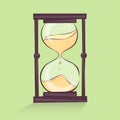 Hourglass cartoon illustration, time sandglass, retro style, image