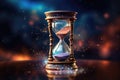 Hourglass With A Celestial Sky And Twinkling Stars Background. Generative AI