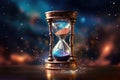 Hourglass With A Celestial Sky And Twinkling Stars Background. Generative AI