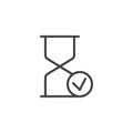 Hourglass check mark outline icon