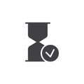 Hourglass check mark vector icon