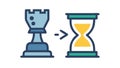 Hourglass & Chess Rook: Linear Progress & Decisive Moves, vector design Generative AI Royalty Free Stock Photo