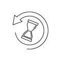 Hourglass circular arrow. Round clock. Vector illustration. stock image.