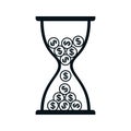 Hourglass with coins icon, time is money - vector Royalty Free Stock Photo